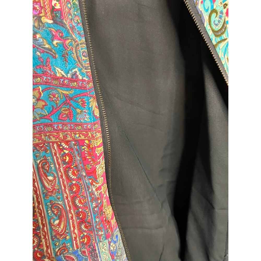 NWT Earthbound Trading Patchwork Sari Reversible Bomber Jacket Boho Paisley - Picture 6 of 7